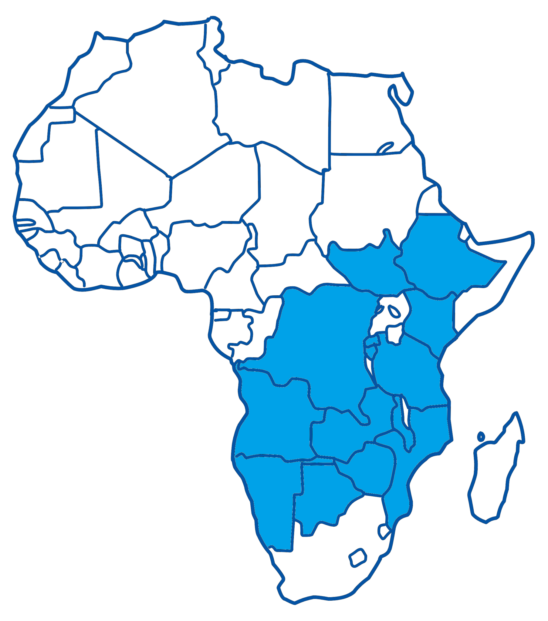 Map of Africa showing Zenith Steel coverage across 14 African countries